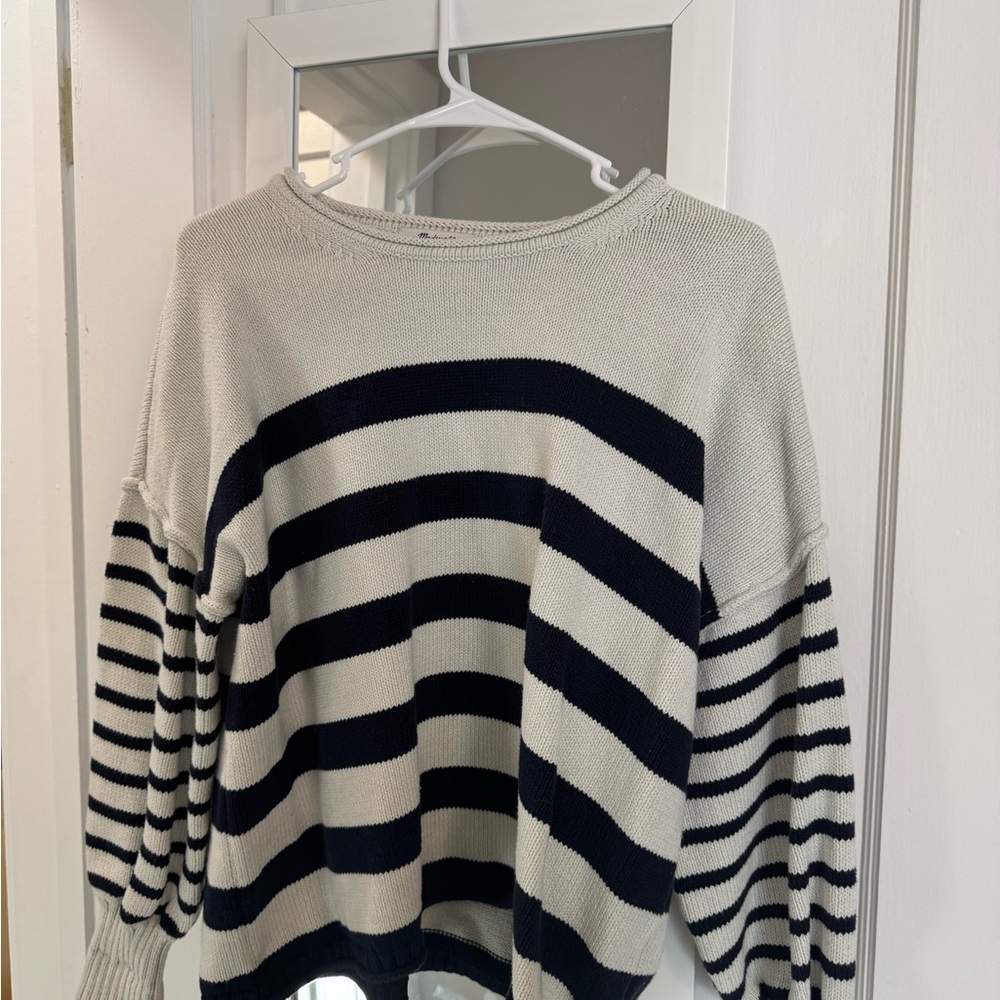 Madewell Conway pullover sweater antique cream stripes